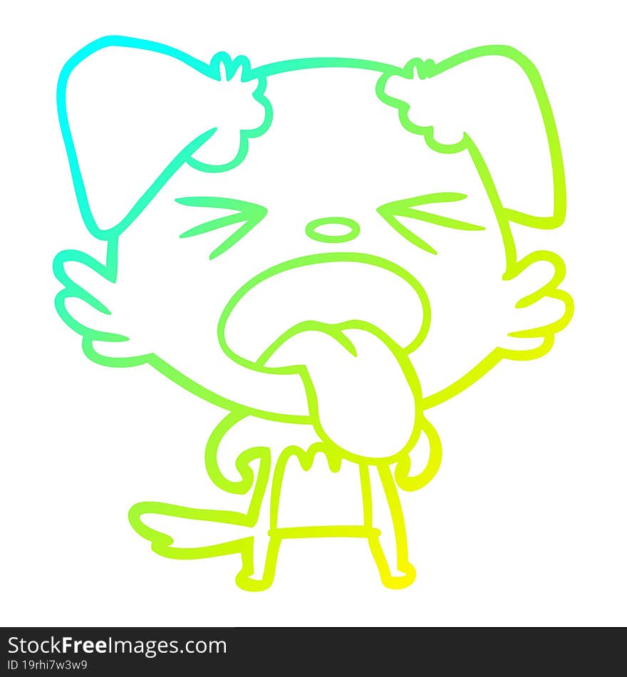 cold gradient line drawing cartoon disgusted dog