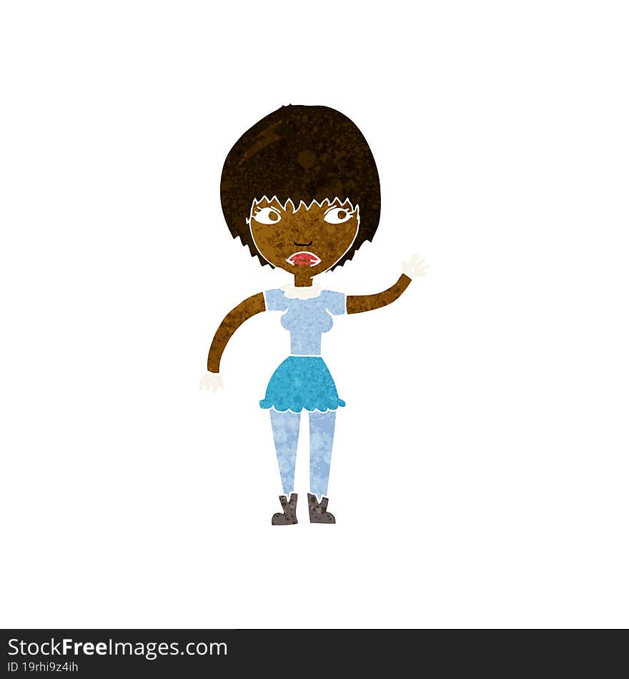 cartoon waving woman