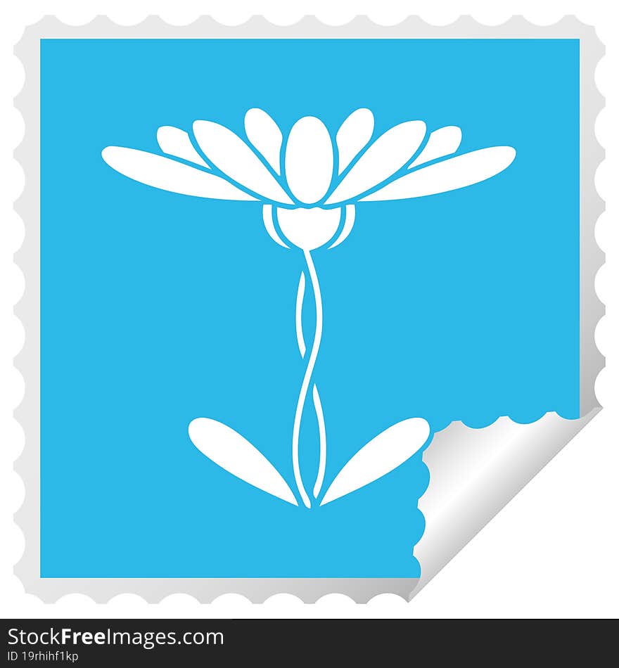 square peeling sticker cartoon of a flower