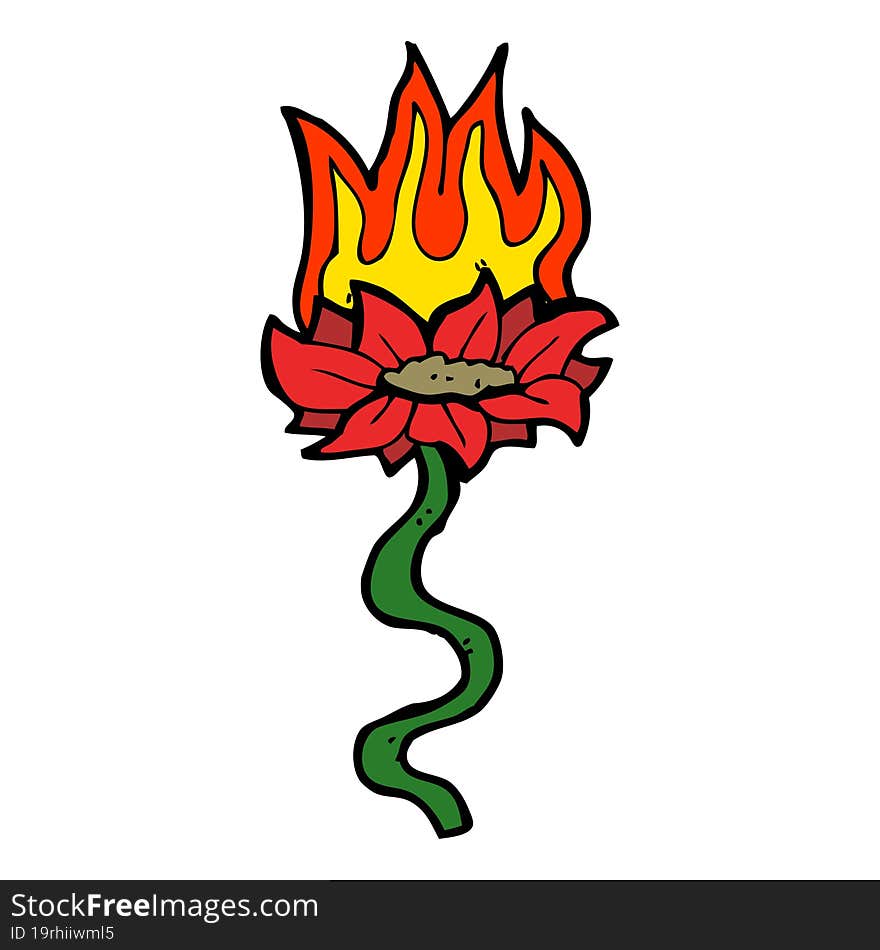 cartoon flower on fire