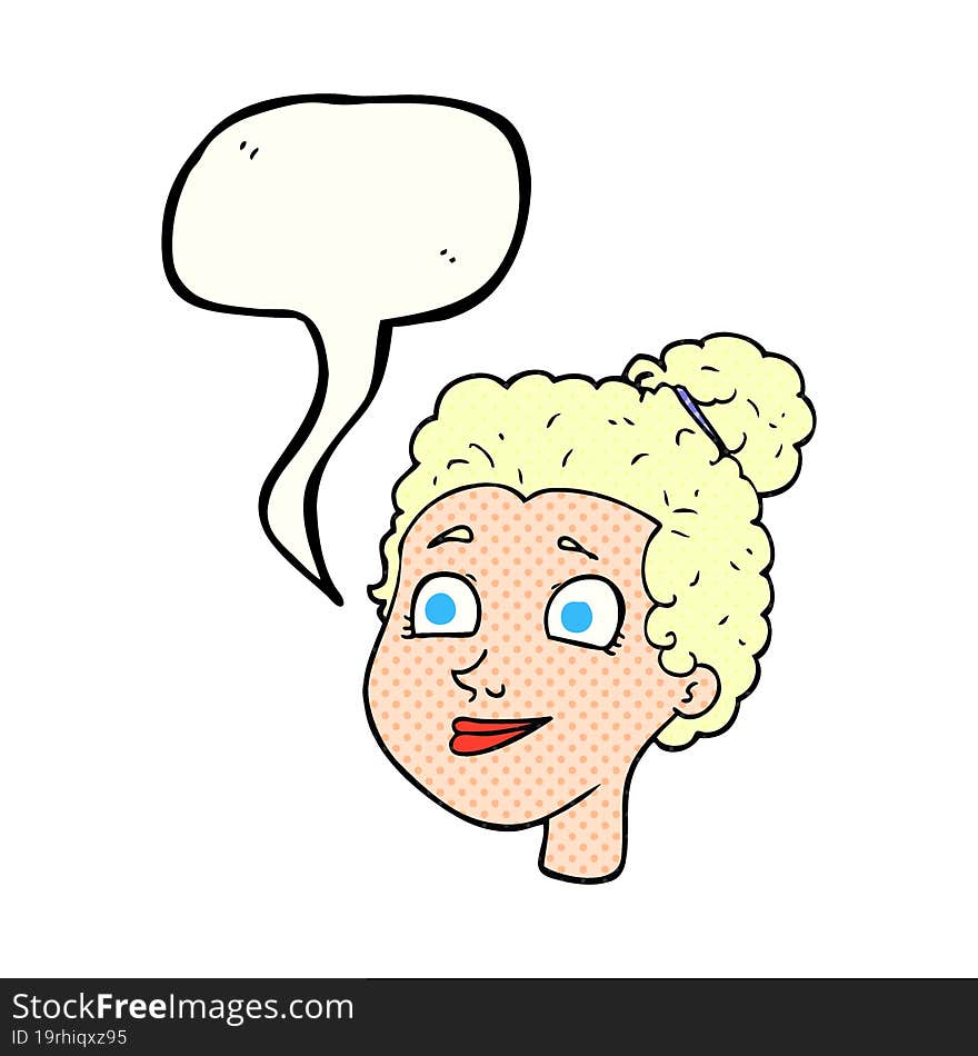 comic book speech bubble cartoon female face