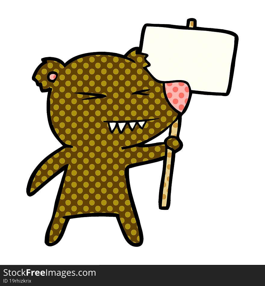 angry bear cartoon protesting. angry bear cartoon protesting