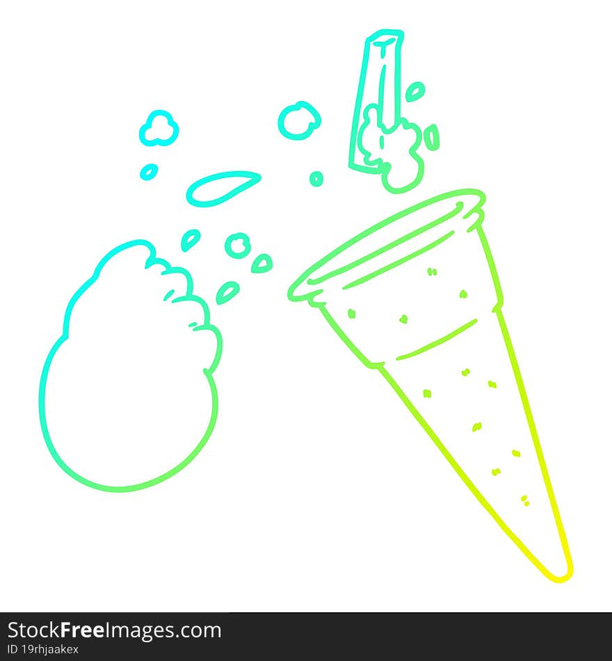 Cold Gradient Line Drawing Cartoon Ice Cream