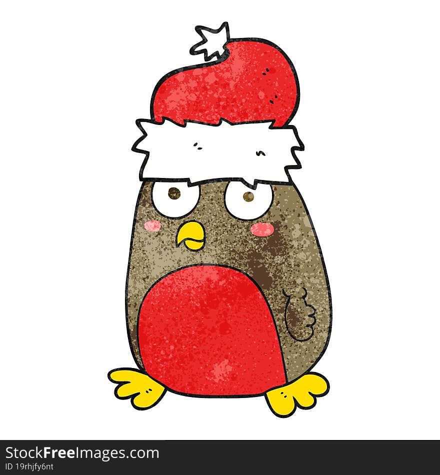 textured cartoon christmas robin