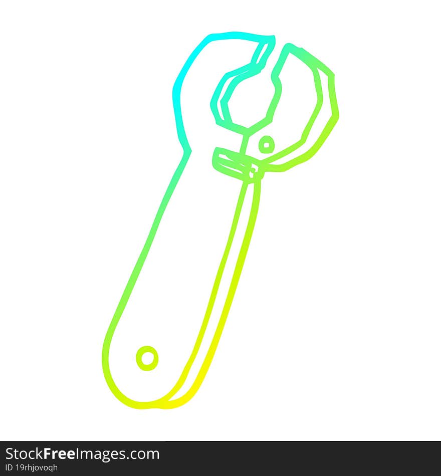 cold gradient line drawing cartoon spanner tool