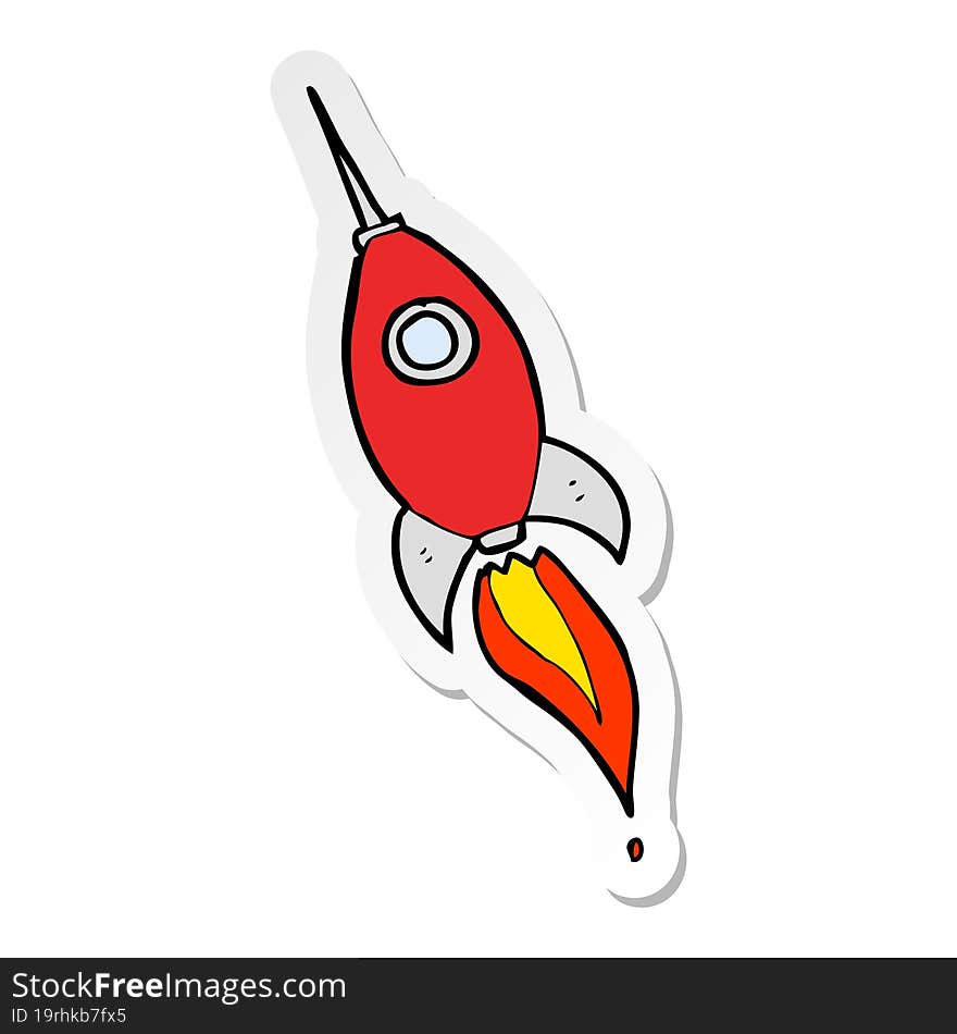 sticker of a cartoon space rocket