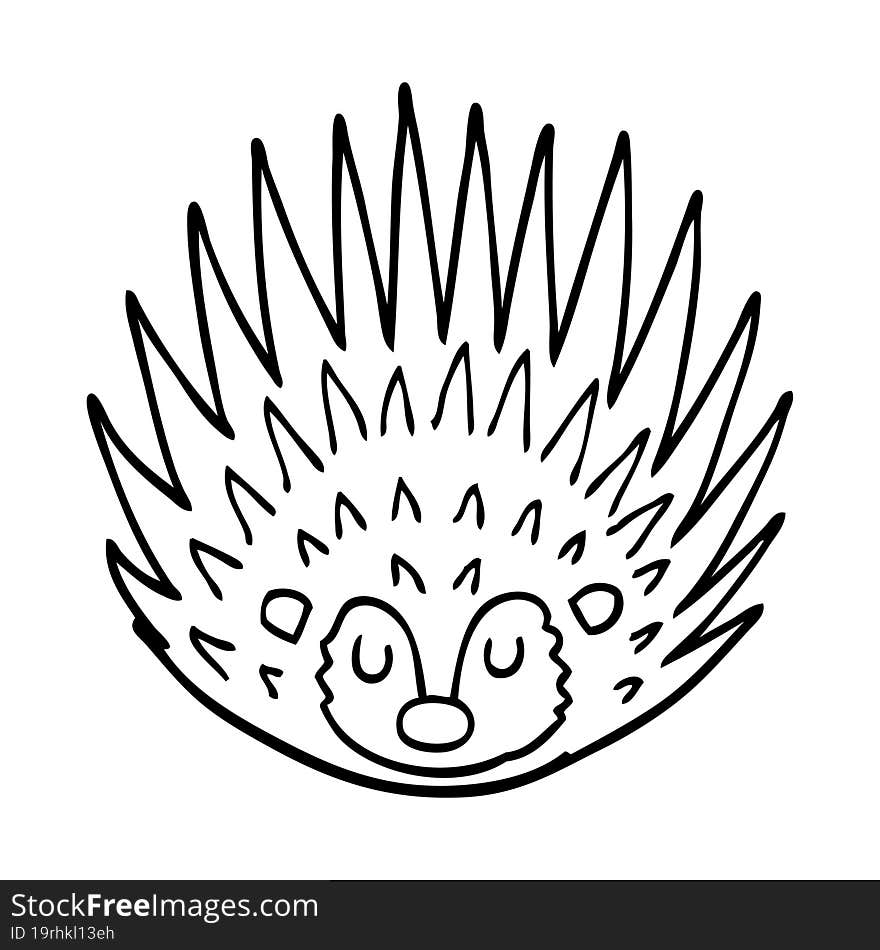 line drawing cartoon spiky hedgehog