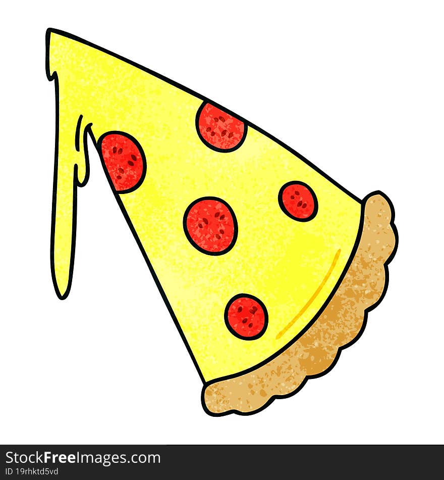 quirky hand drawn cartoon slice of pizza