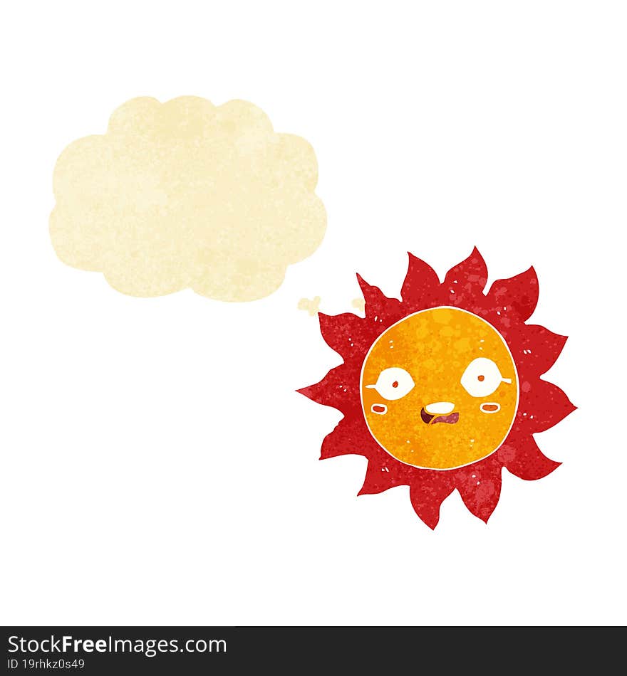 cartoon sun with thought bubble