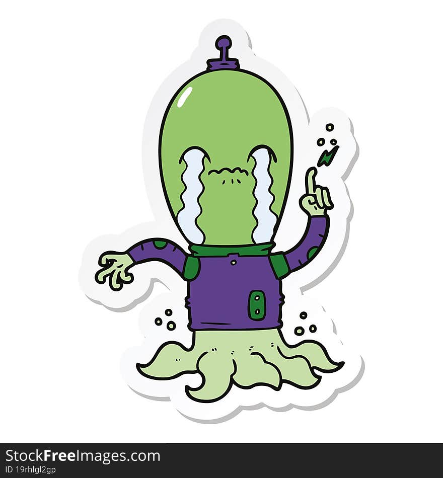 Sticker Of A Cartoon Alien