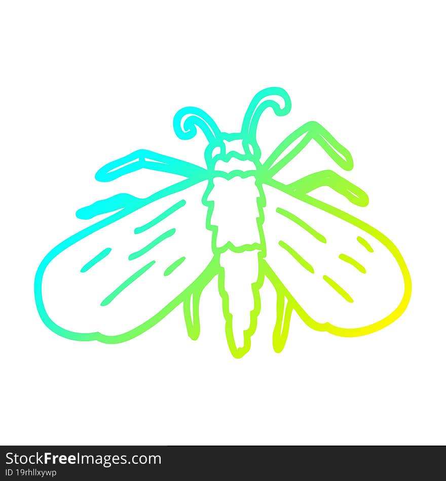 cold gradient line drawing of a cartoon fly