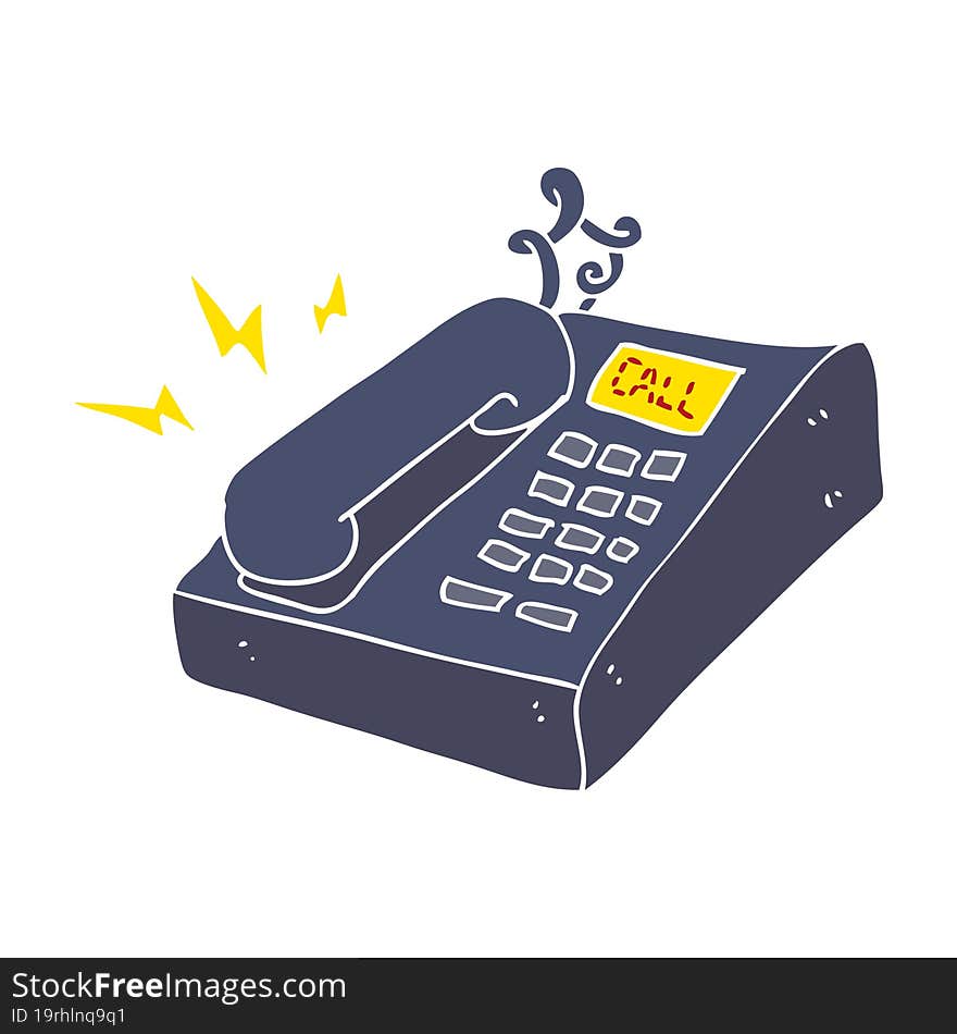 flat color illustration of a cartoon office telephone