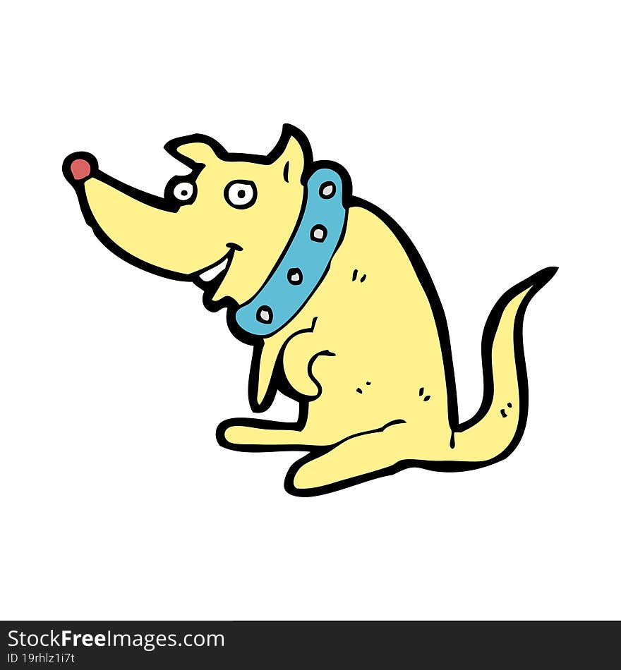 cartoon happy dog in big collar