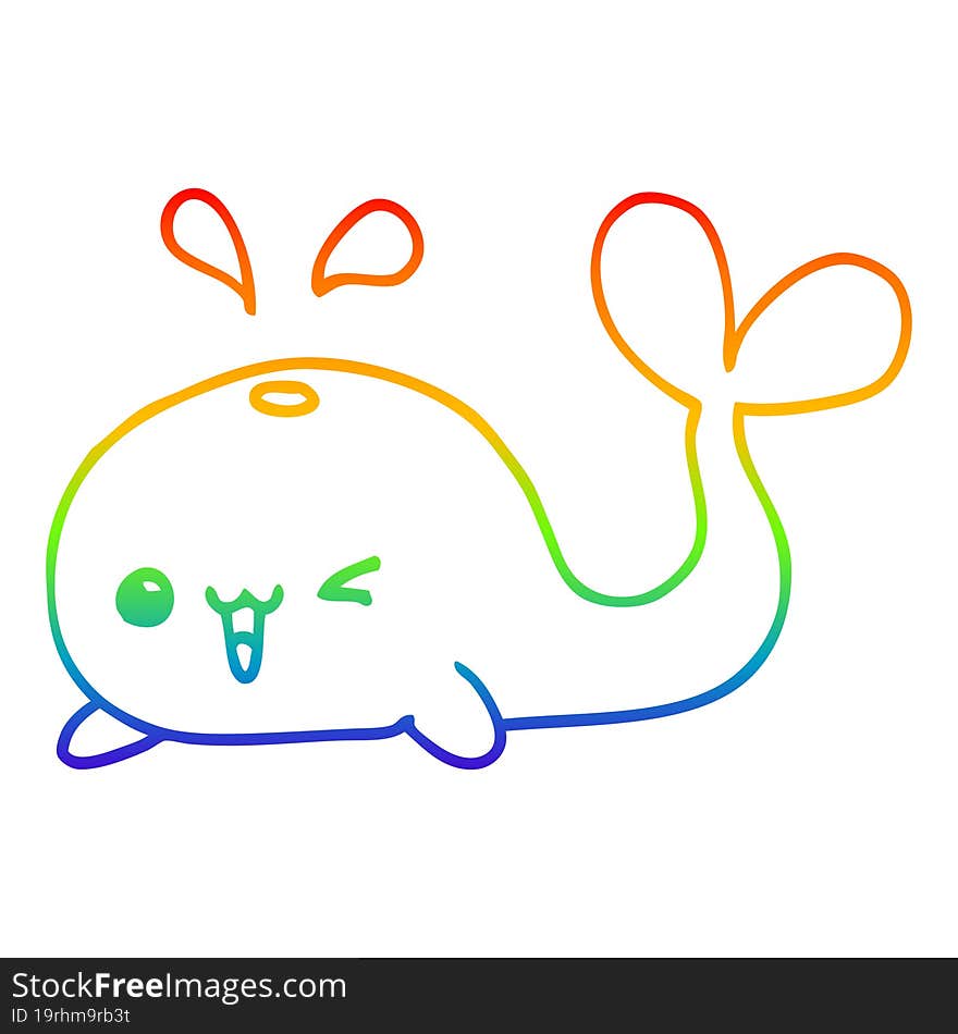 rainbow gradient line drawing cartoon whale