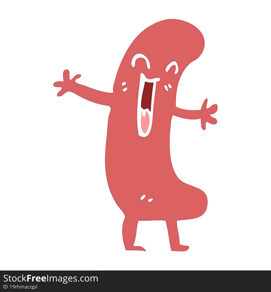 flat color illustration cartoon happy sausage