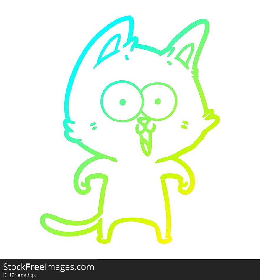 cold gradient line drawing funny cartoon cat