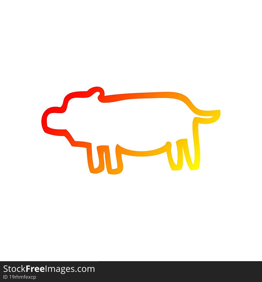 Warm Gradient Line Drawing Cartoon Animal Symbol