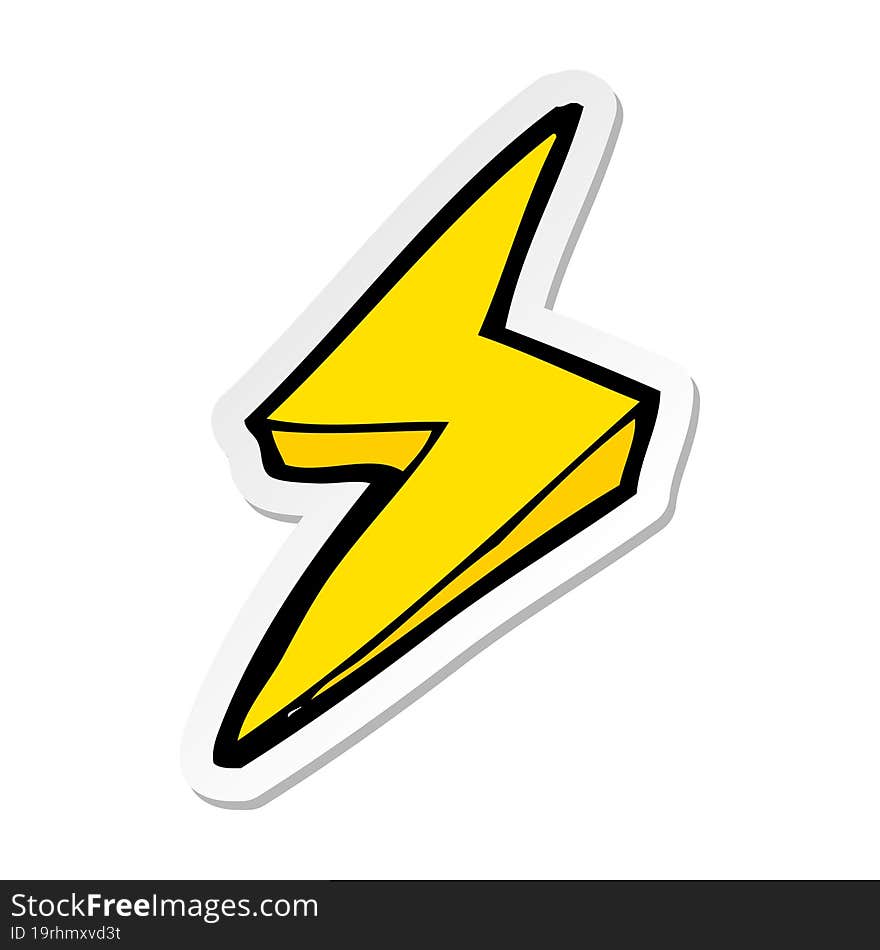 sticker of a cartoon lightning bolt symbol