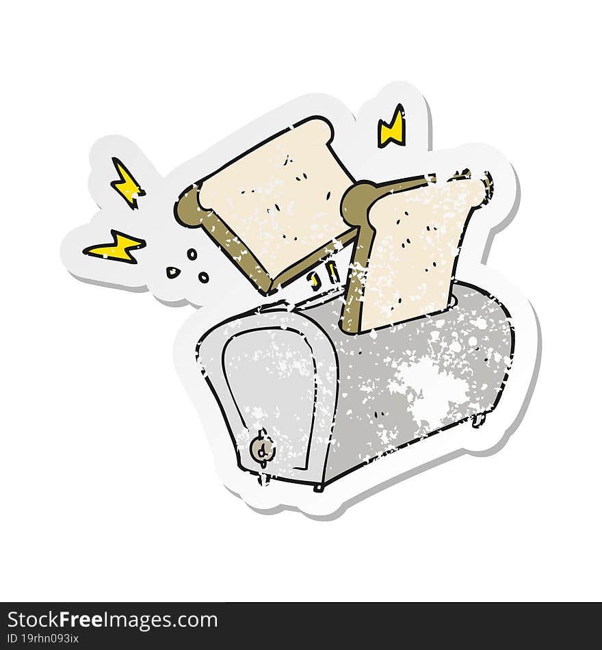 retro distressed sticker of a cartoon toaster