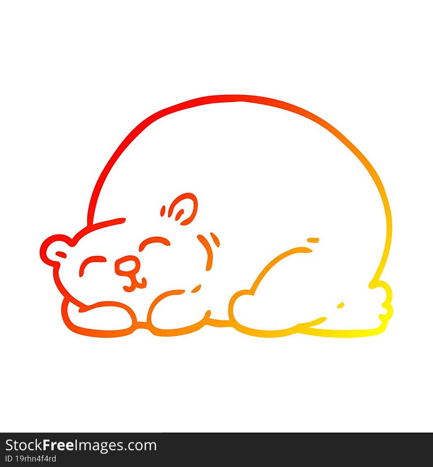 warm gradient line drawing cartoon content bear sleeping