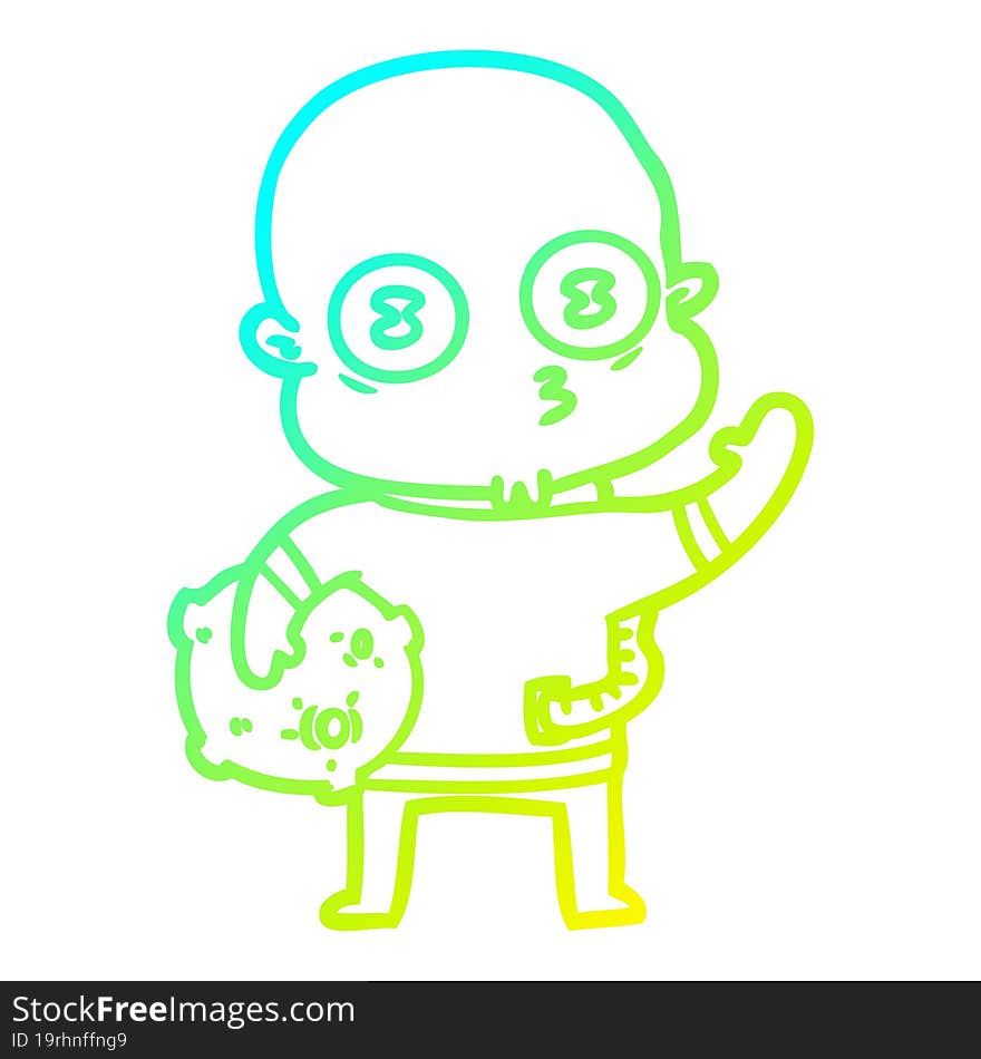 cold gradient line drawing waving weird bald spaceman