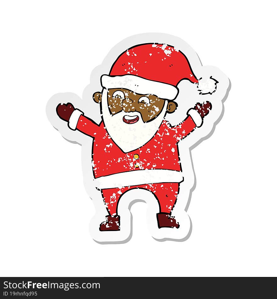 retro distressed sticker of a cartoon santa claus