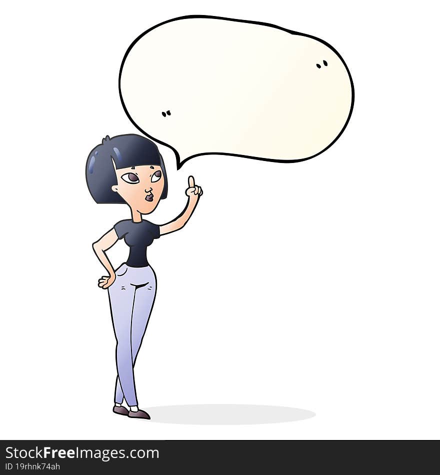 freehand drawn speech bubble cartoon woman asking question