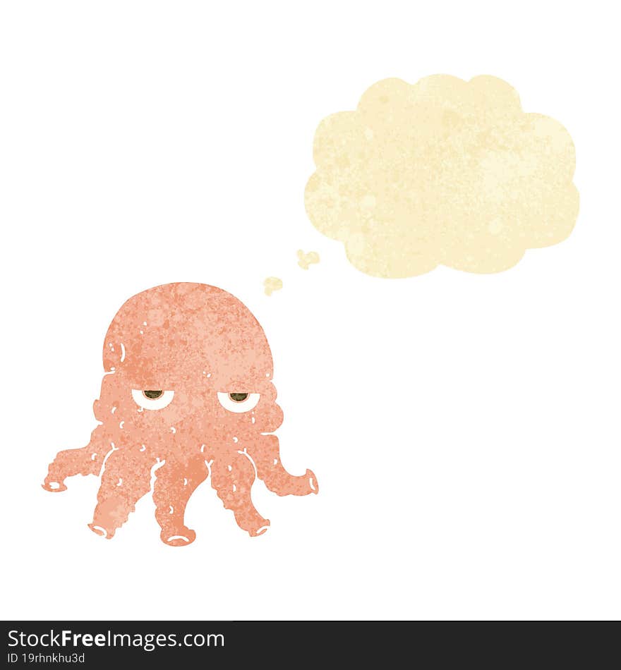 cartoon alien squid face with thought bubble