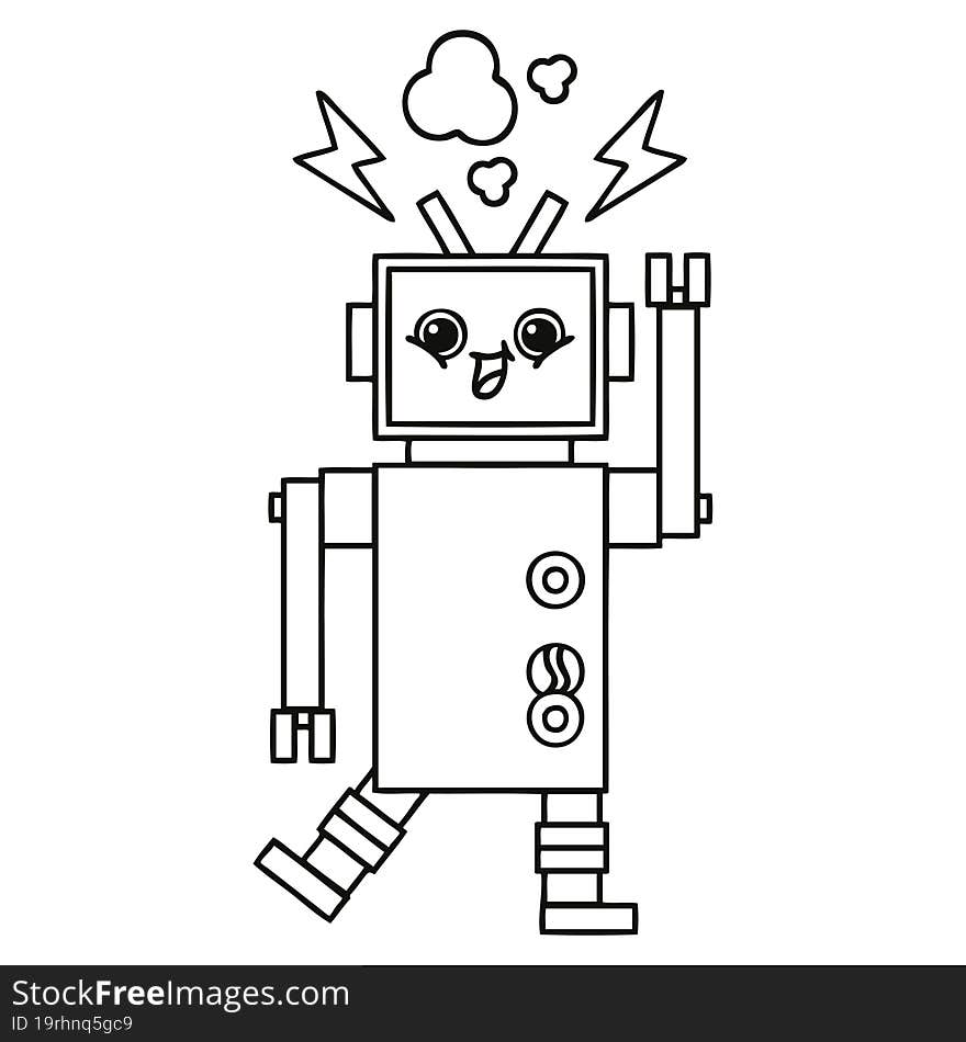 line drawing cartoon of a robot. line drawing cartoon of a robot