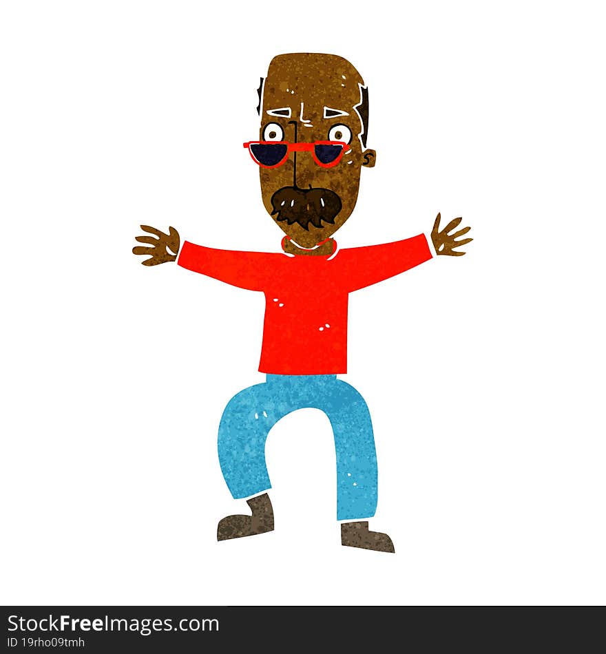 cartoon old man waving arms