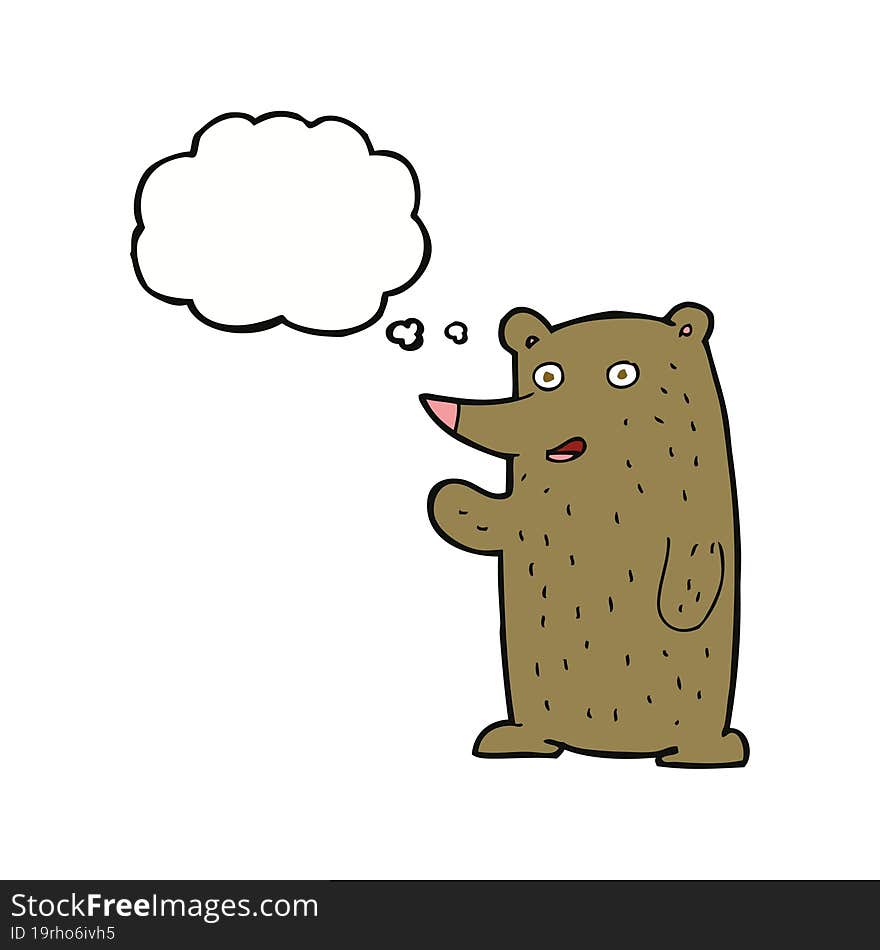 Cartoon Waving Bear With Thought Bubble