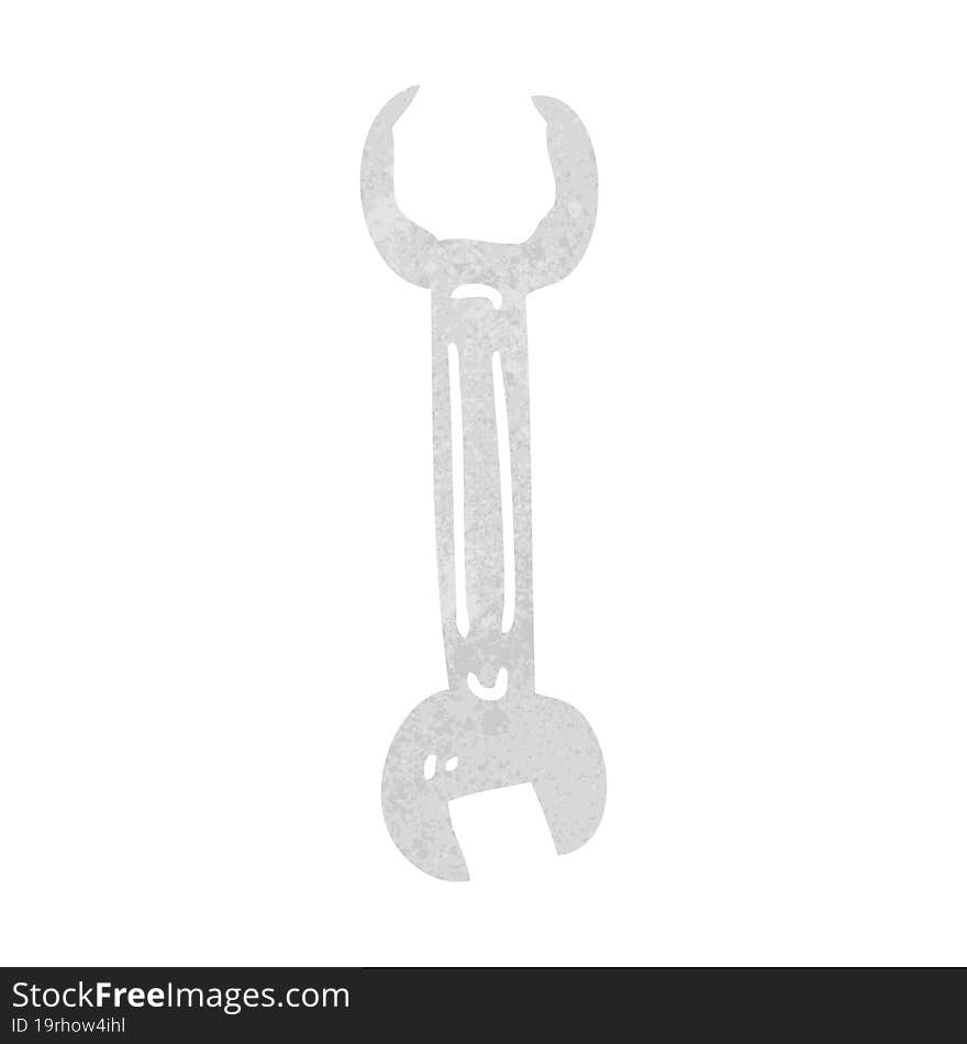 freehand retro cartoon spanner