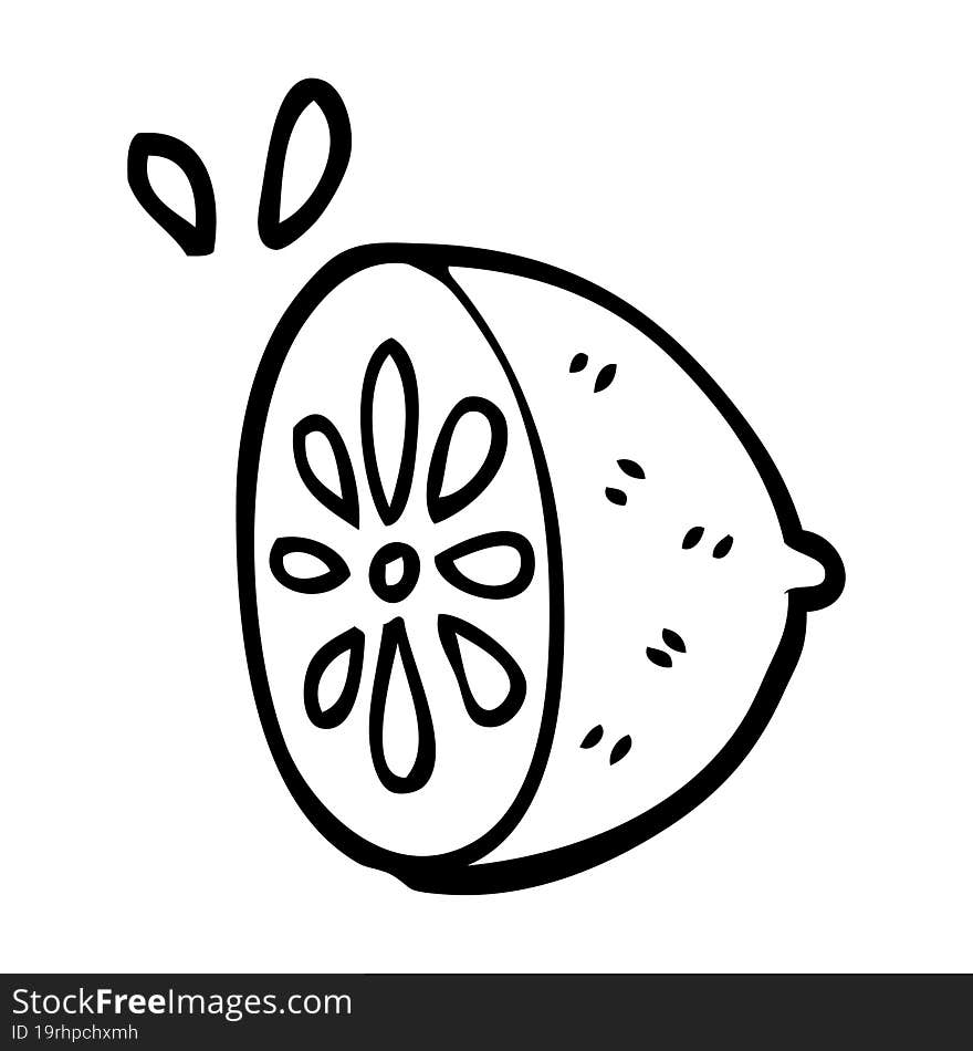 line drawing cartoon lime fruit