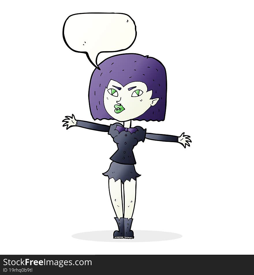 cartoon vampire girl with speech bubble