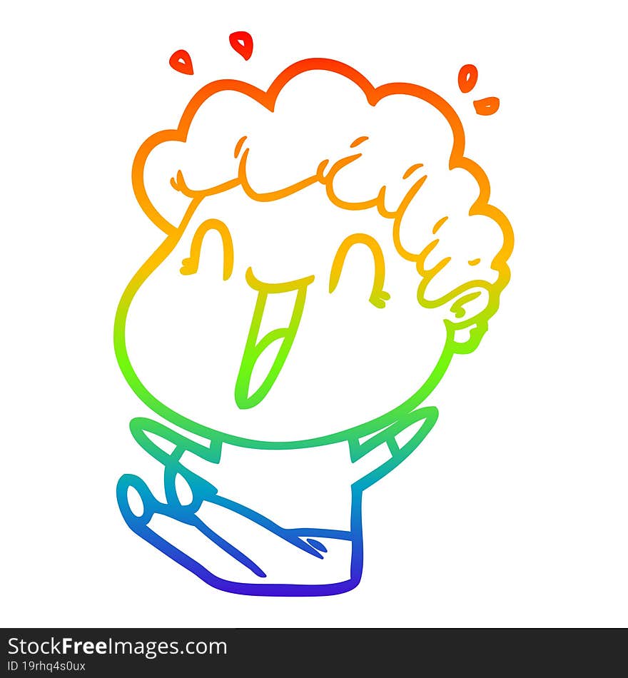 rainbow gradient line drawing cartoon happy man