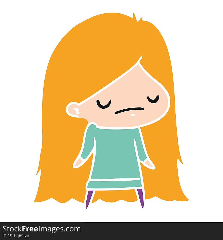 cartoon illustration of a cute kawaii girl. cartoon illustration of a cute kawaii girl