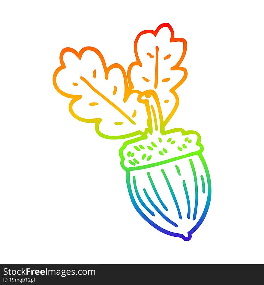 rainbow gradient line drawing cartoon acorn