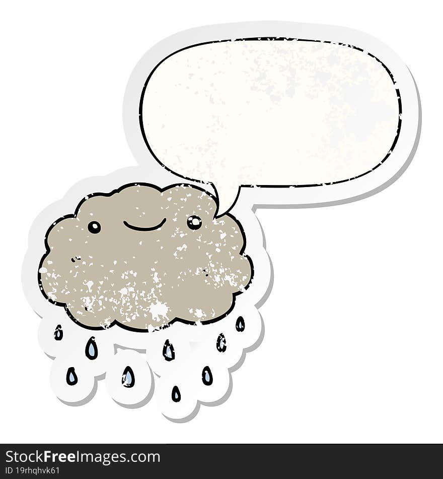 cartoon cloud and speech bubble distressed sticker