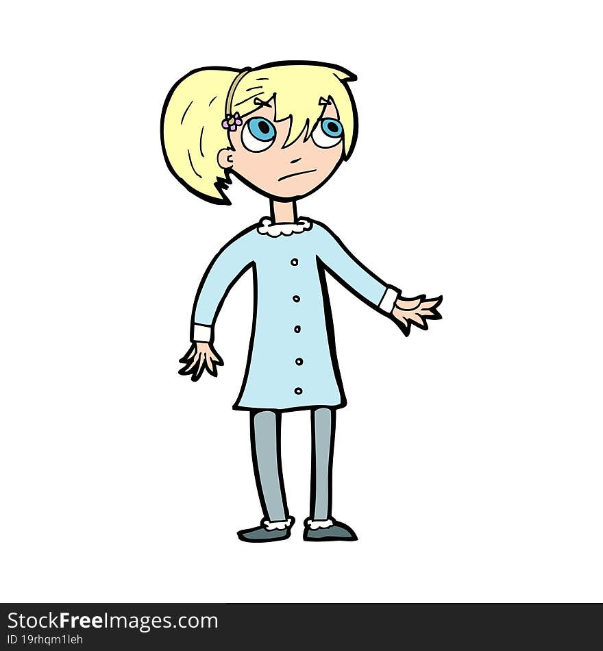 Cartoon Worried Girl