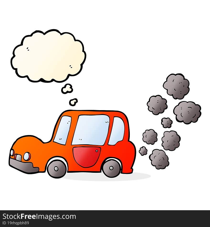 cartoon car with thought bubble