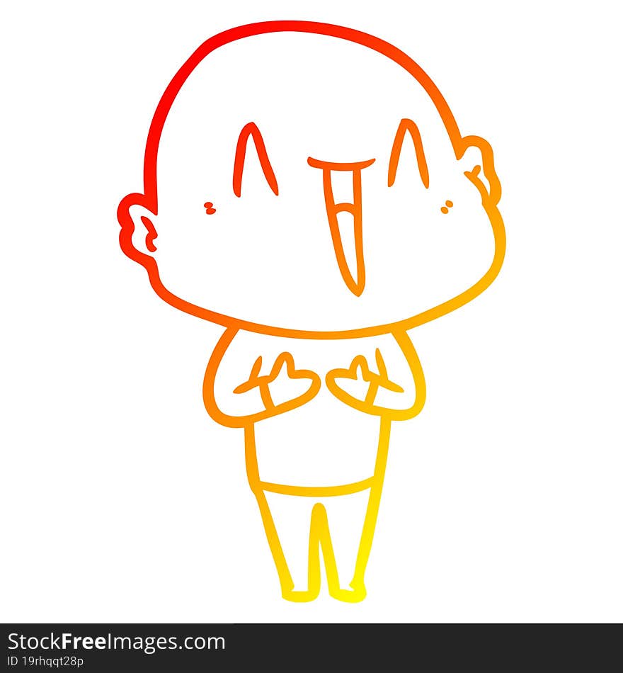 warm gradient line drawing happy cartoon bald man