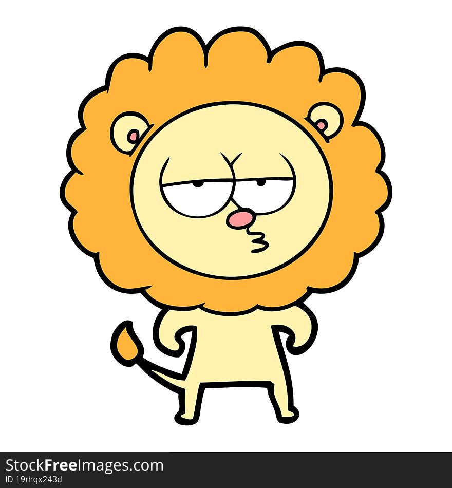 cartoon bored lion. cartoon bored lion