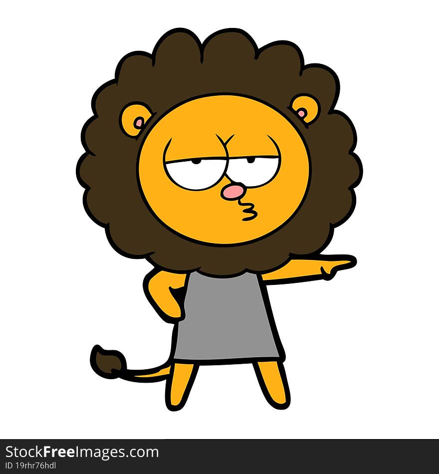 cartoon bored lion. cartoon bored lion