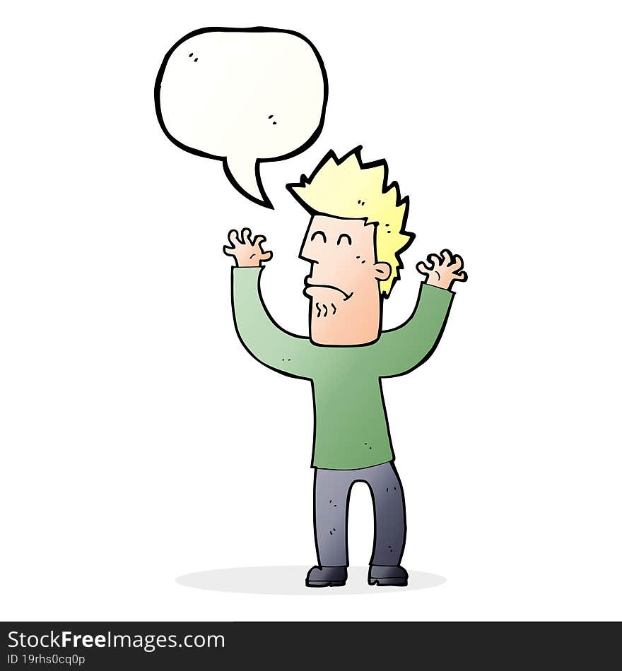 cartoon stresssed man with speech bubble