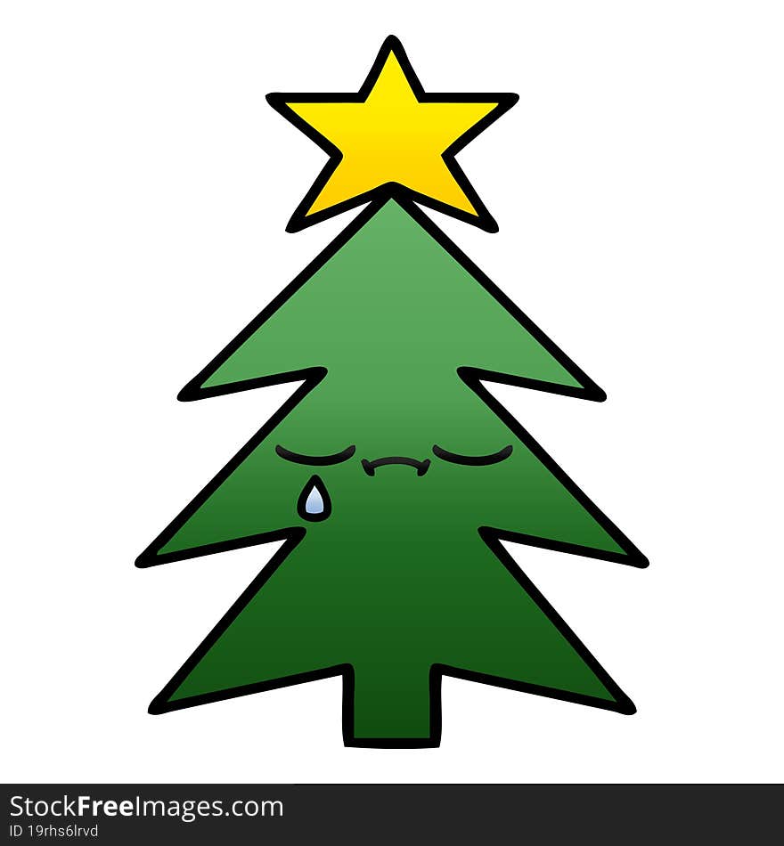 gradient shaded cartoon of a christmas tree