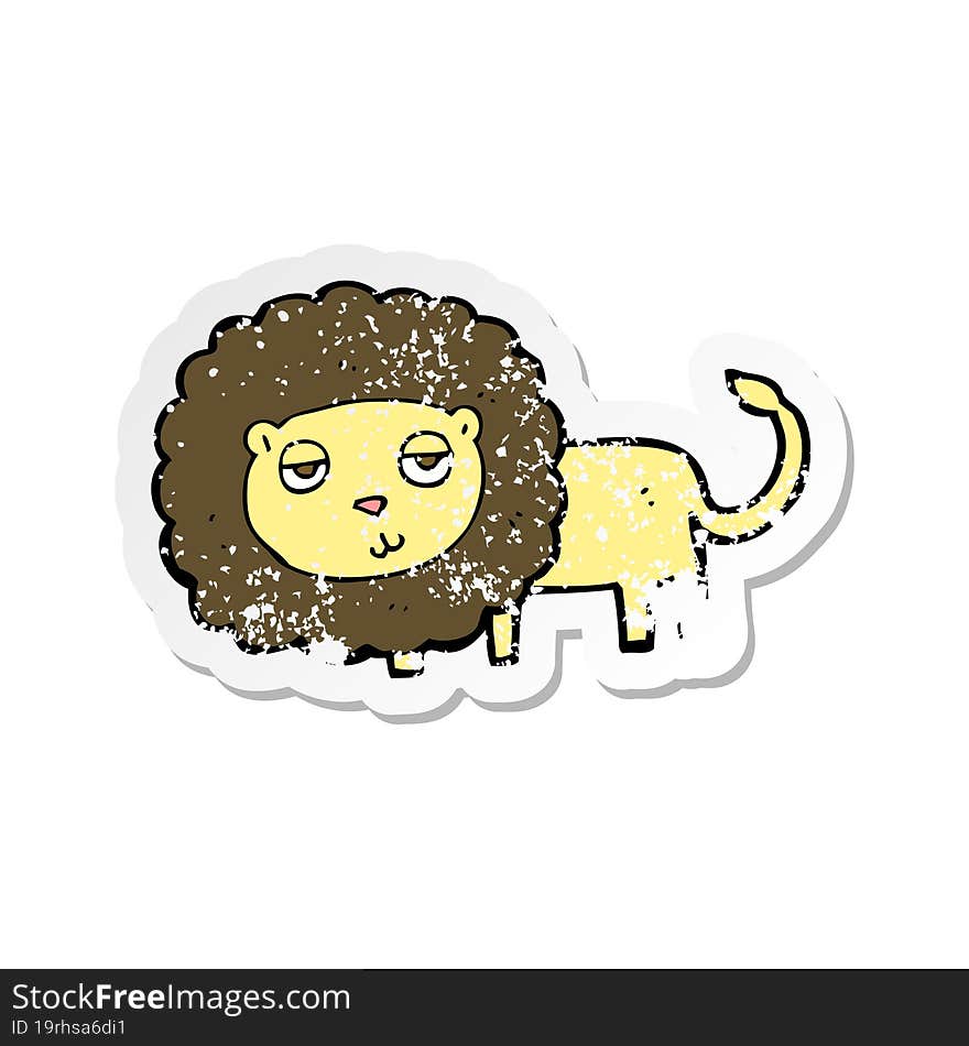 retro distressed sticker of a cartoon lion