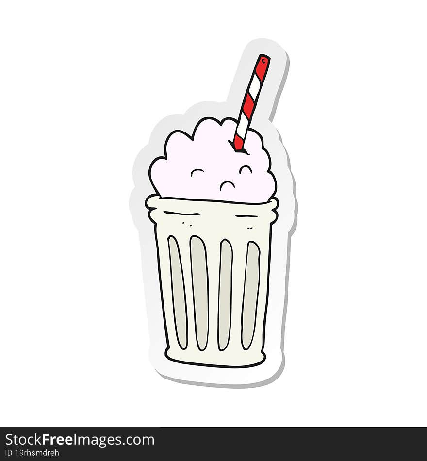 sticker of a cartoon milkshake