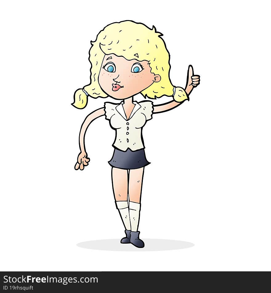 cartoon pretty woman with idea