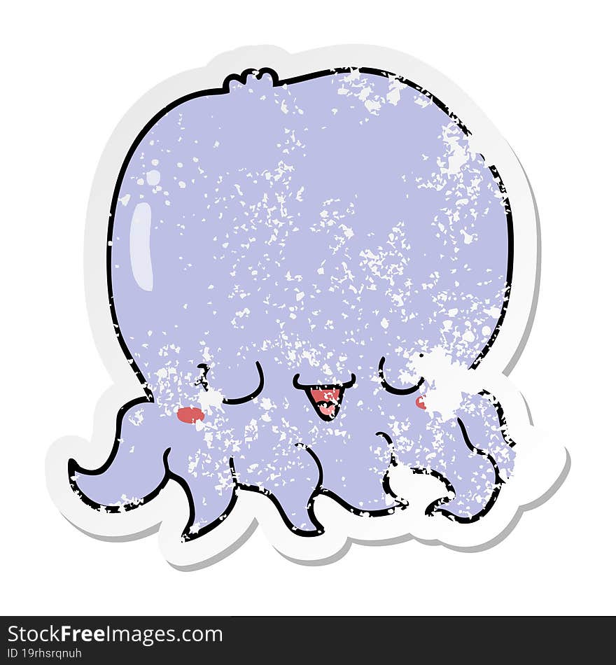 distressed sticker of a cartoon jellyfish