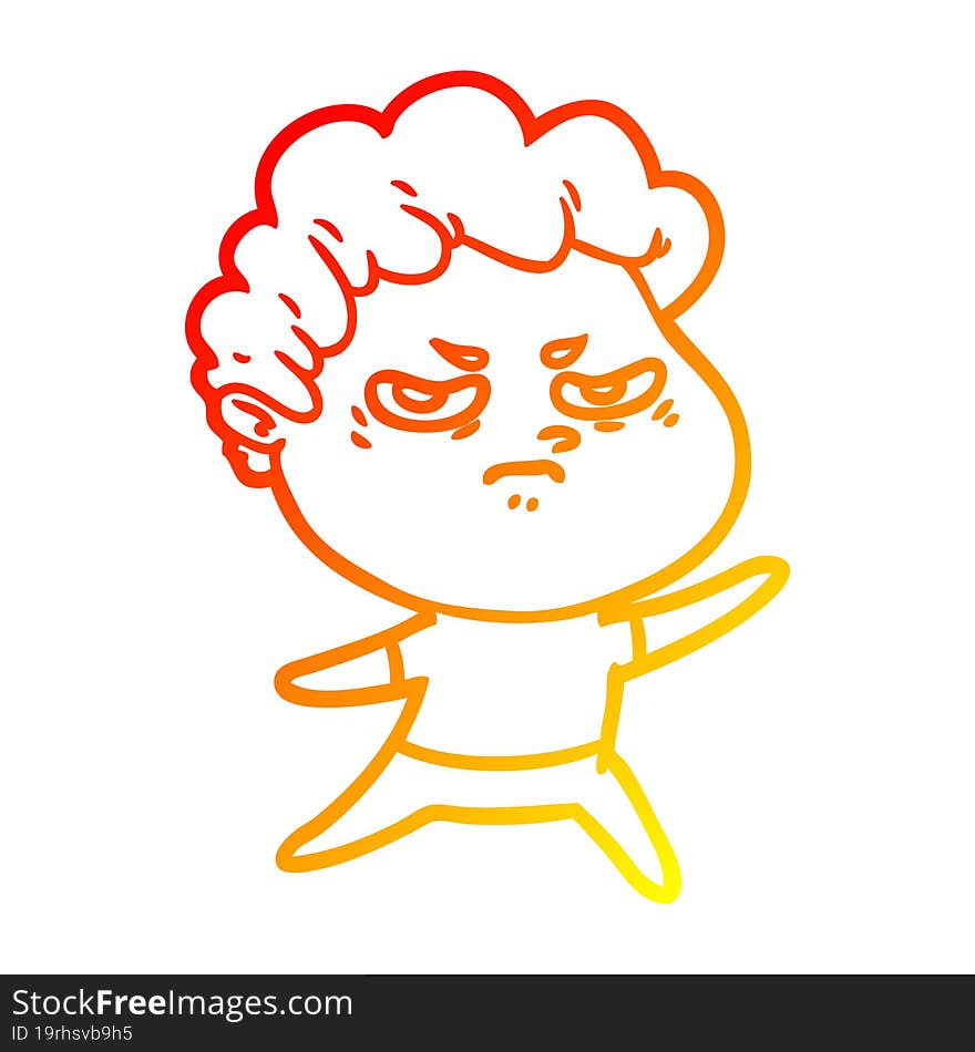 warm gradient line drawing cartoon angry man